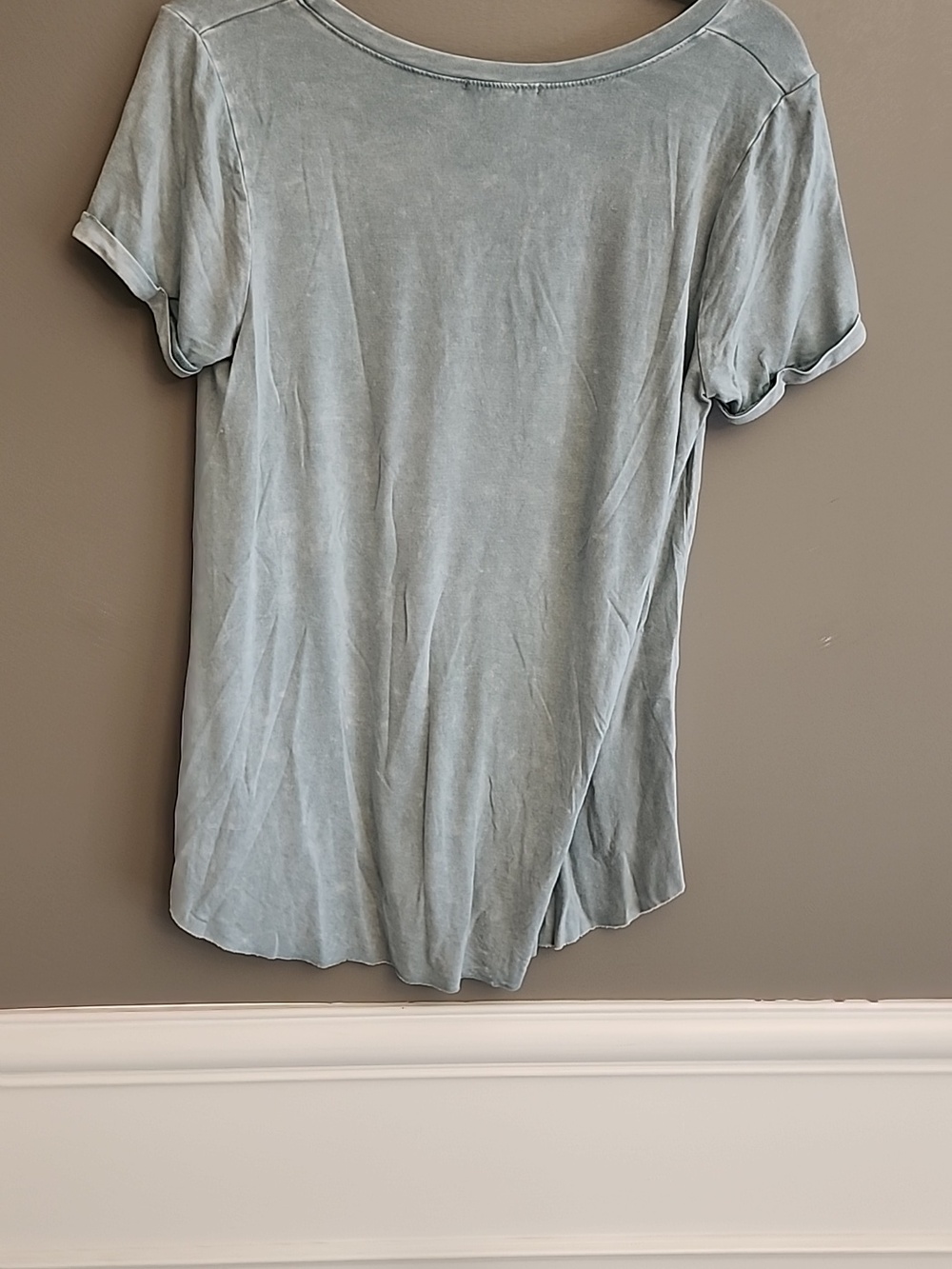 NWOT Altar'd State Washed Chambray Light Blue Short Sleeve Crewneck Tee - Picture 5 of 12